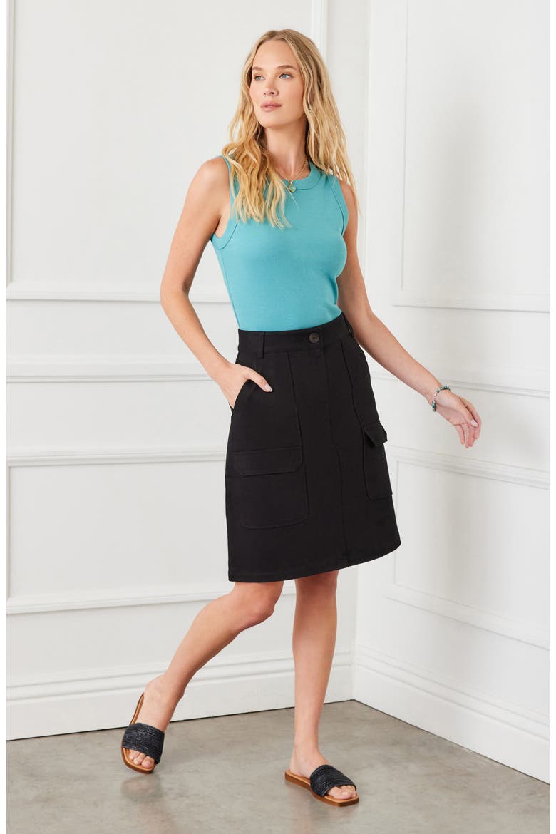 Twill Cargo Skirt, Alternate, color, BLACK