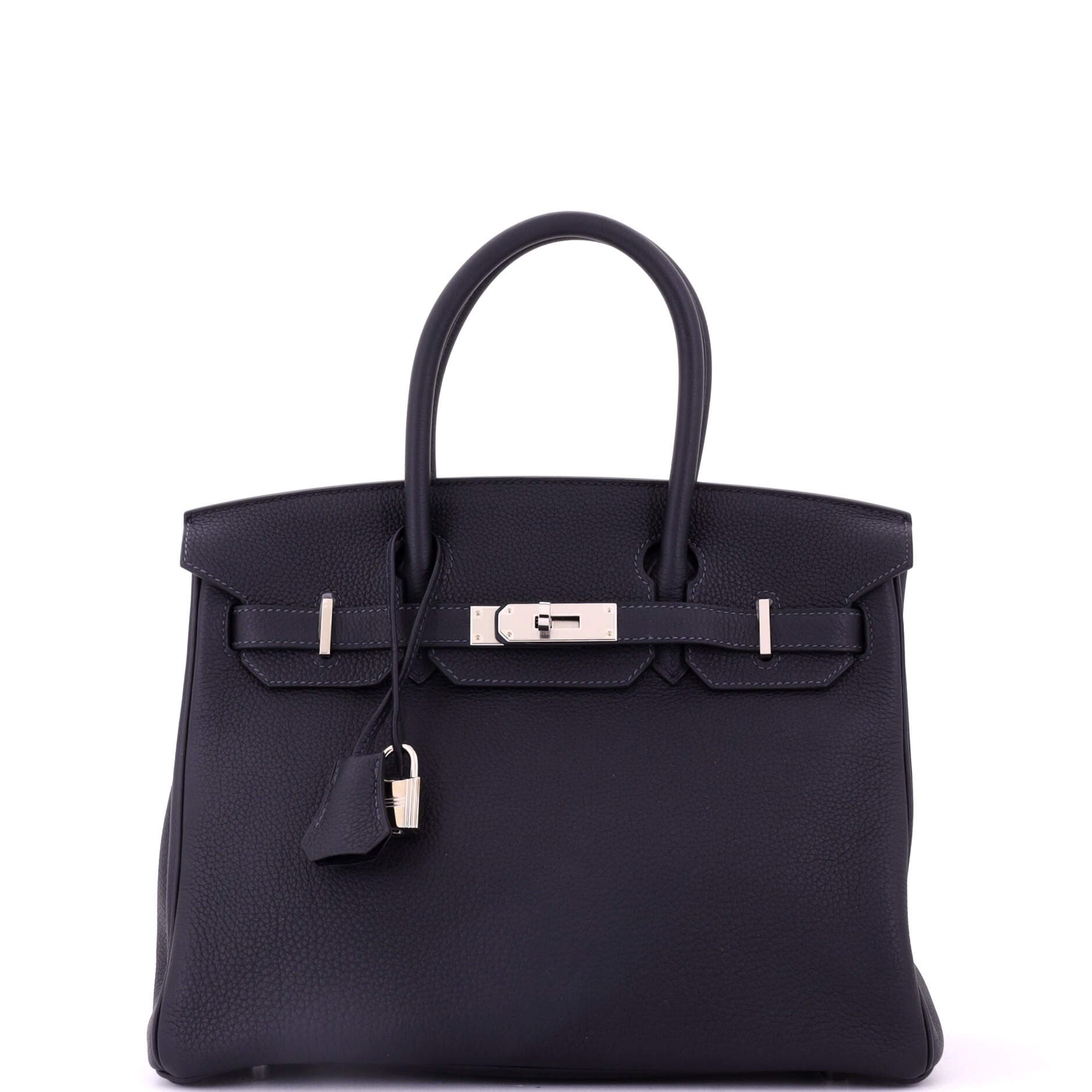 Pre-Owned Hermes Birkin Handbag Blue Togo with Palladium Hardware 30, Main, color, Caban