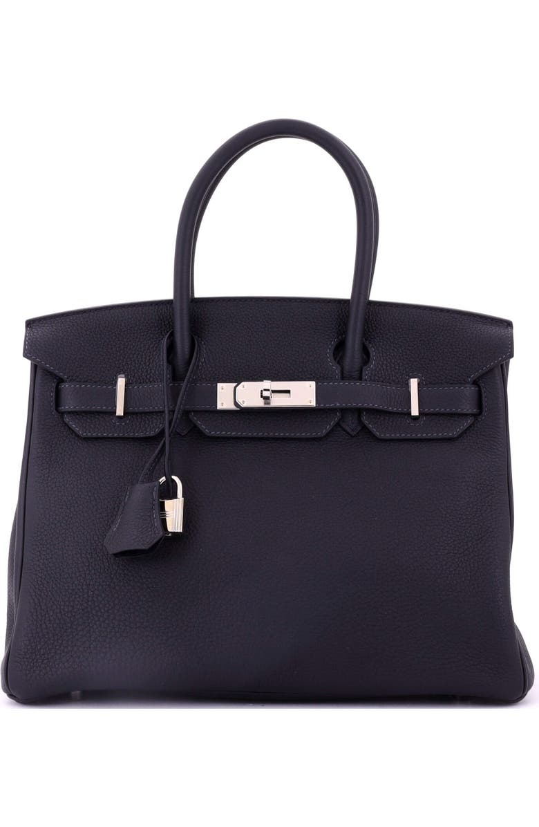 Pre-Owned Hermes Birkin Handbag Blue Togo with Palladium Hardware 30, Main, color, Caban