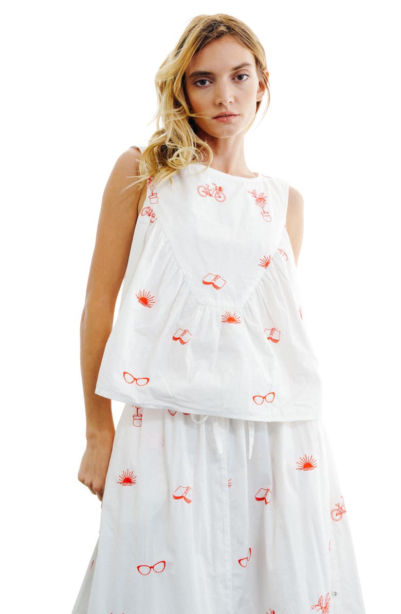 CIEBON Synne Cotton Poplin Top, Alternate, color, Cream