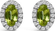 Haus of Brilliance 10K White Gold 5x3 MM Oval Cut Birthstone and Diamond Halo Stud Earrings
