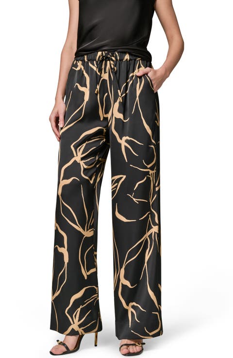 Print Wide Leg Satin Pants