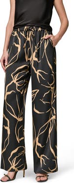 Donna Karan New York Print Wide Leg Satin Pants