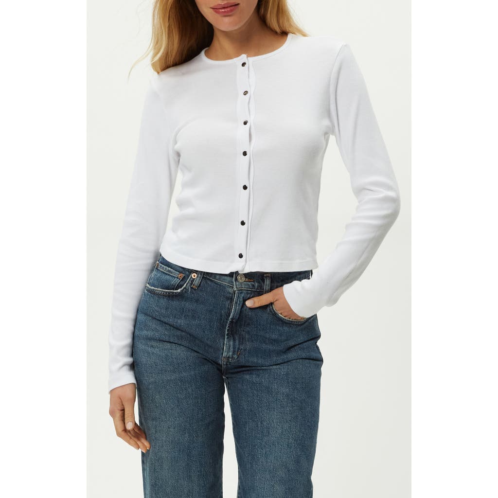 Michael Stars Trixie Cotton Snap-up Cardigan In White