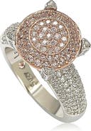 SUZY LEVIAN Sterling Silver & 14K Rose Gold Plated Pavé Pink CZ Ring