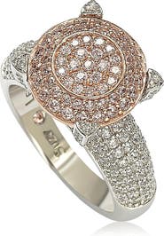 SUZY LEVIAN Sterling Silver & 14K Rose Gold Plated Pavé Pink CZ Ring