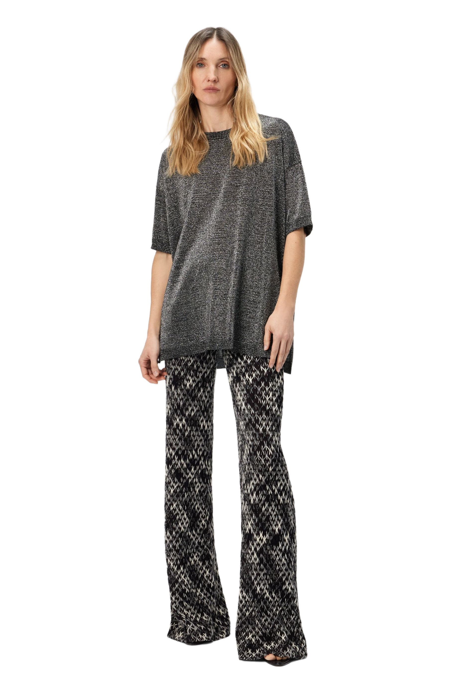 Boxy Crew Neck Sweater In Lame