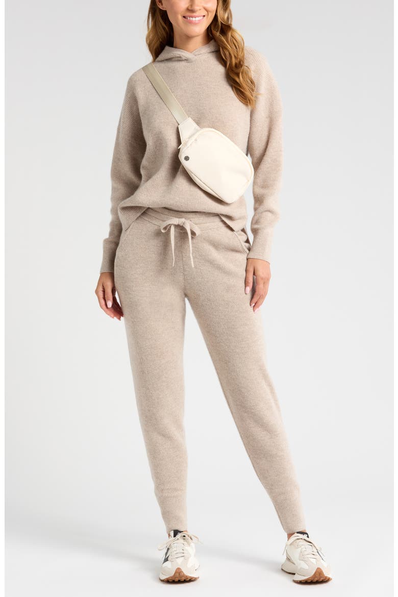 Wool & Cashmere Knit Joggers, Alternate, color, TAN OXFORD HEATHER