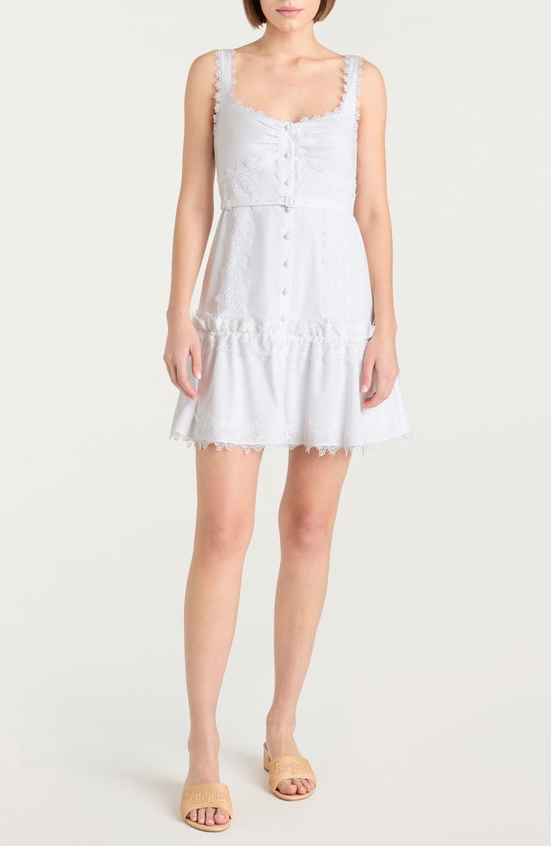 Cinq à Sept Aziza Lace Sleeveless Minidress, Main, color, White