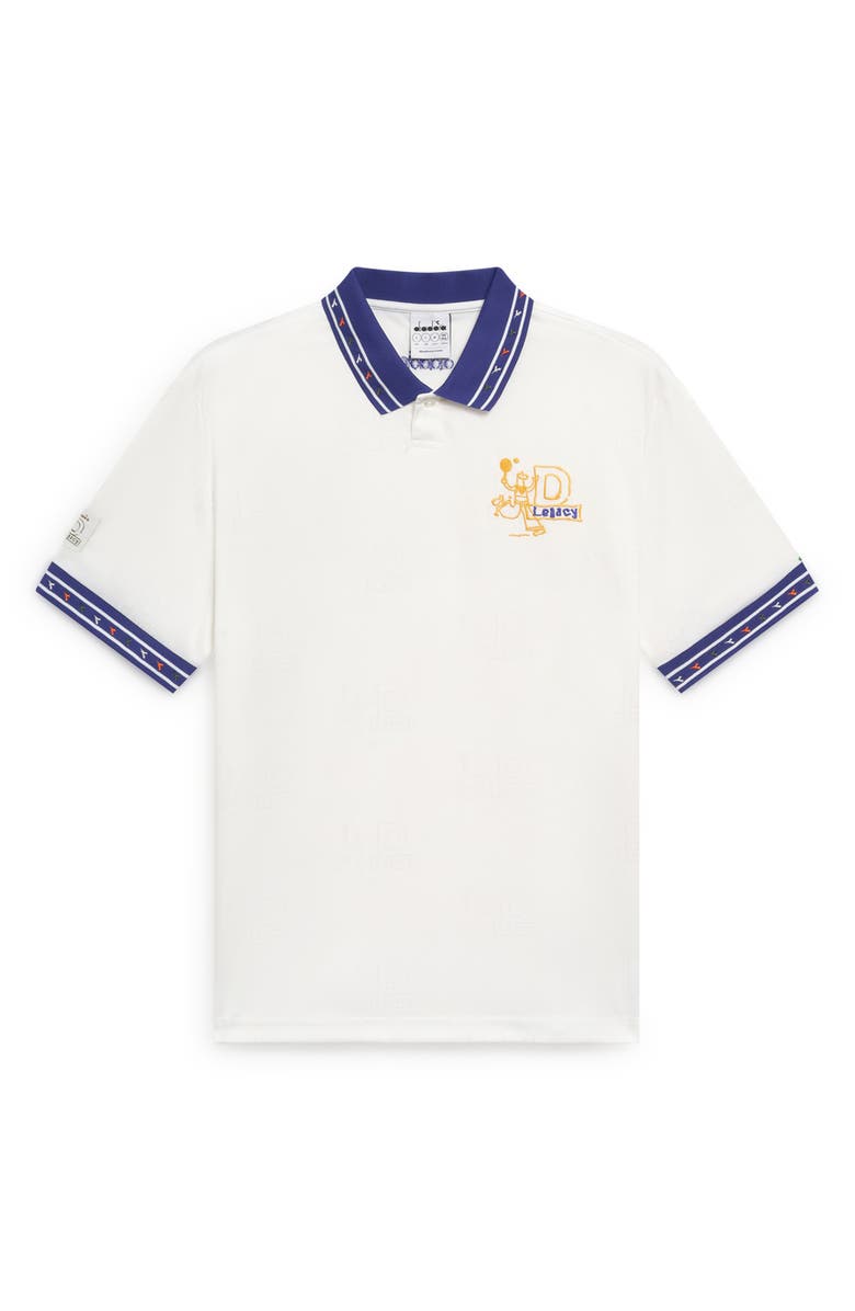 Diadora Legacy Embroidered Piqué Polo, Alternate, color, Optical White
