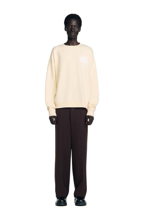 Sandro Cotton Floral-patch Sweatshirt In Neutral
