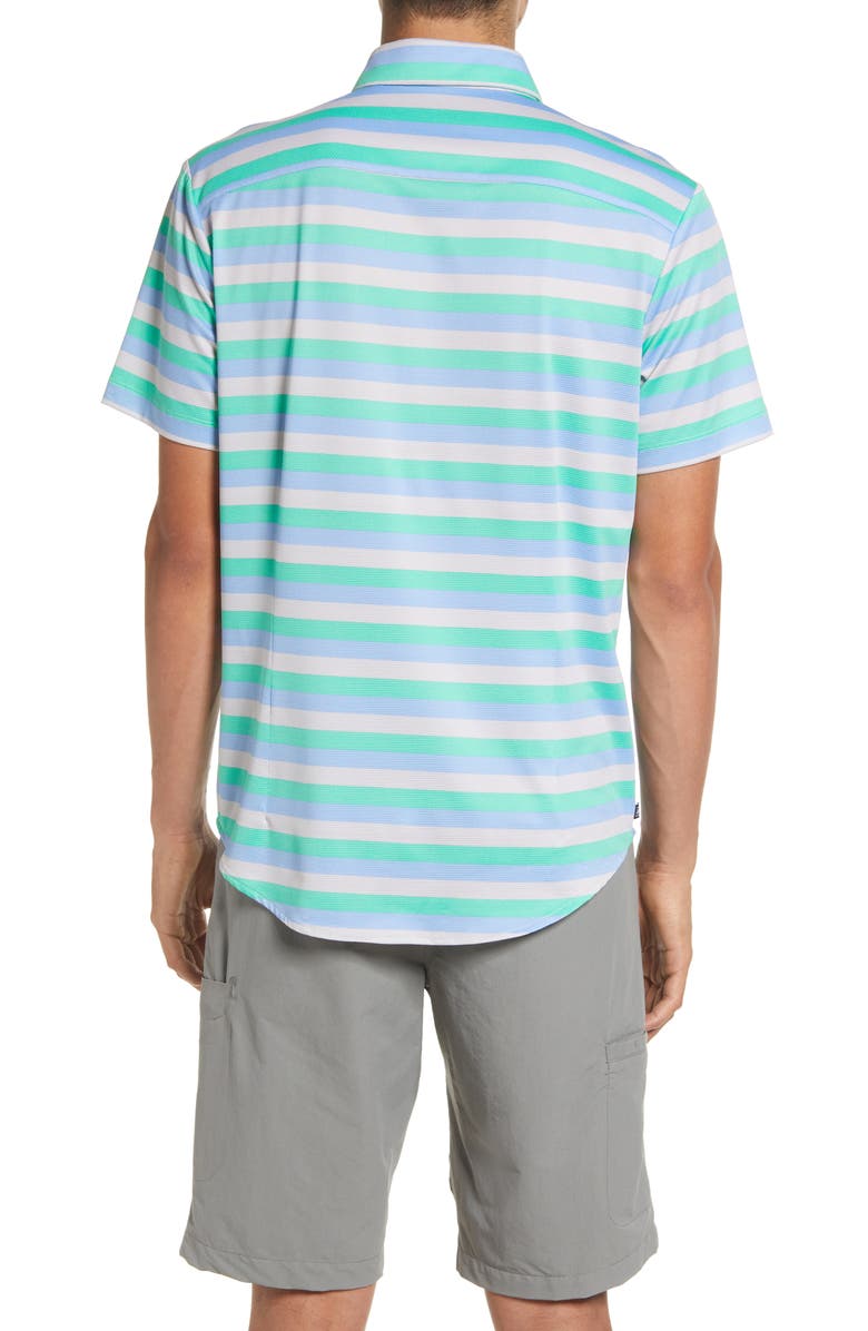 Mizzen+Main Men's Halyard Stripe Short Sleeve Stretch Button-Up Shirt, Alternate, color,