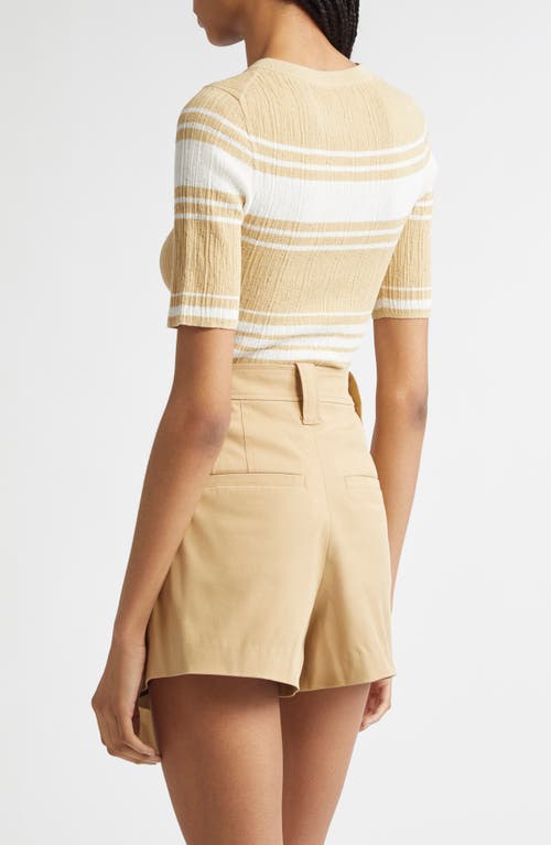 A.l.c . Jack Stripe Cotton Blend Knit Top In Brown