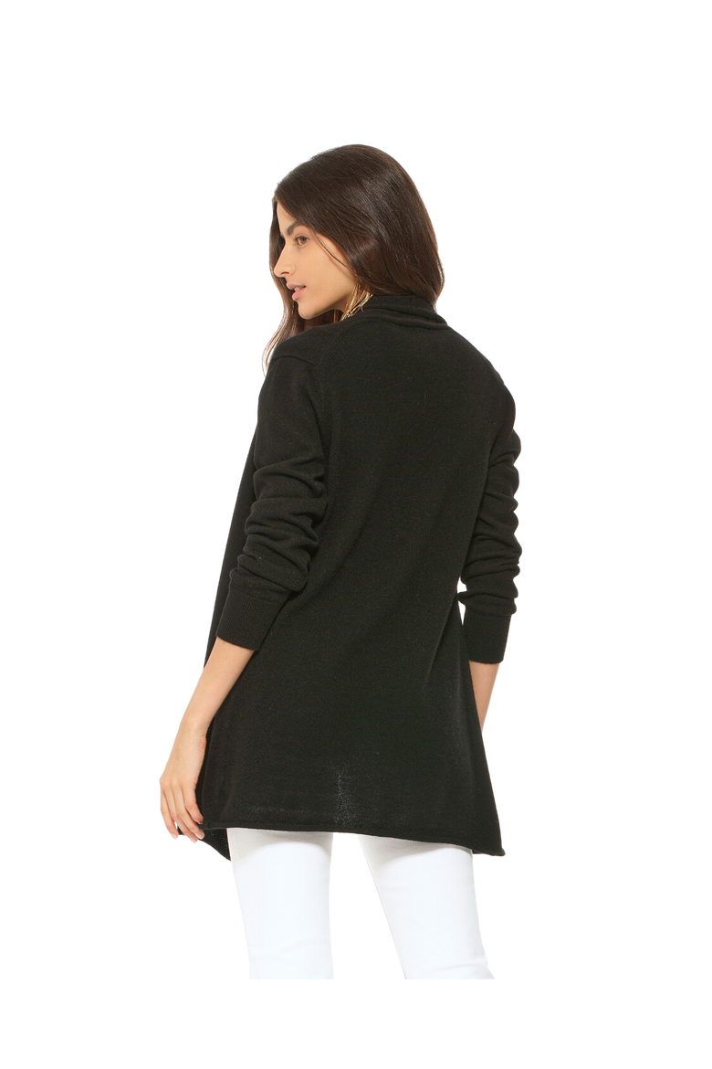 Long Open Front Pure Cashmere Cardigan, Alternate, color, Black