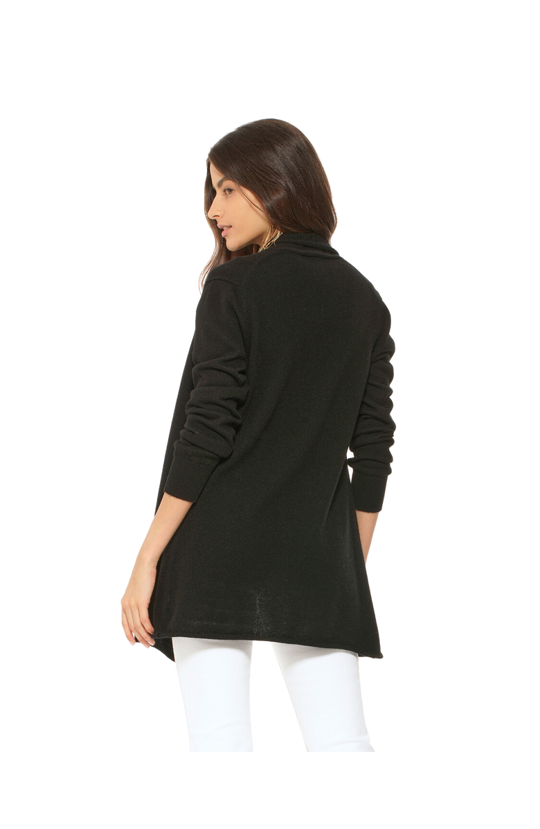 Monticelli Cashmere Long Open Front Pure Cashmere Cardigan, Alternate, color, Black