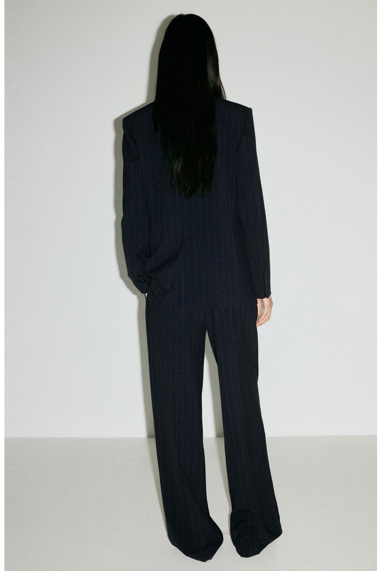 Pinstripe Pleated Pants, Alternate, color, NAVY