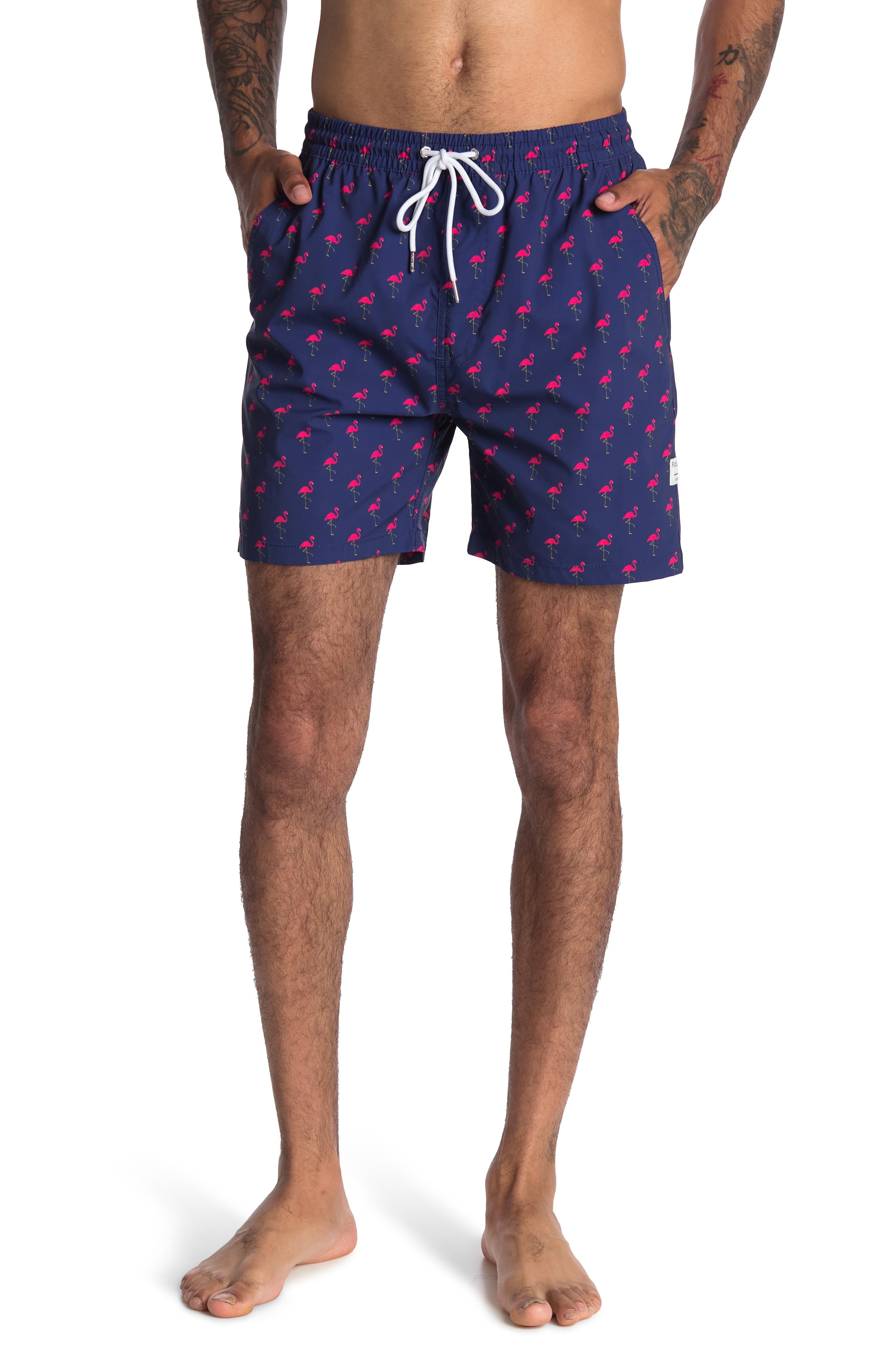 Public Art Flamingo Party Patterned Board Shorts