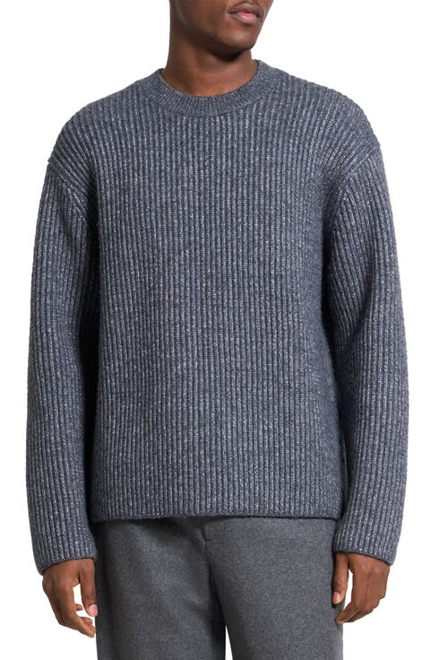 Oversize Ribbed Wool & Cotton Crewneck Sweater