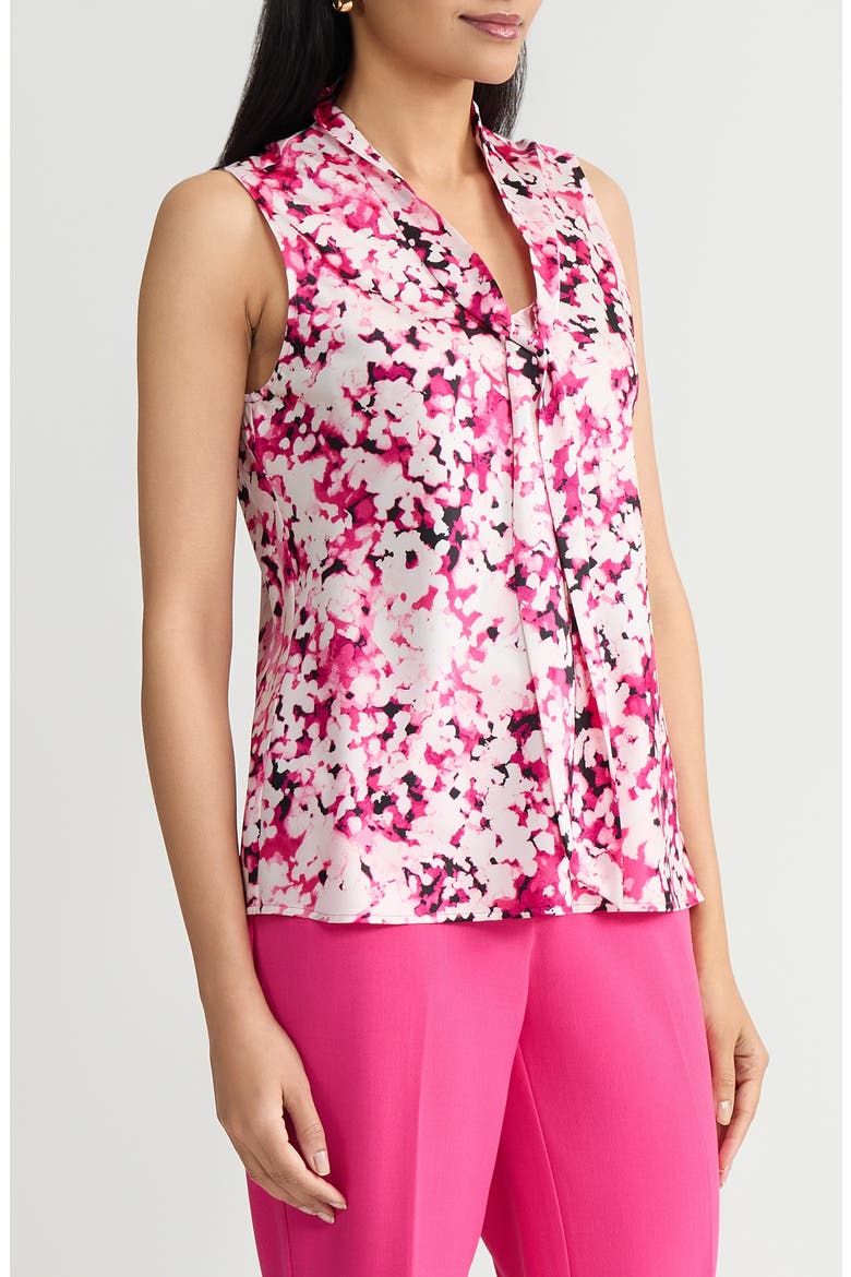 Tie Neck Sleeveless Bias Cut Satin Top, Alternate, color, PINK PERFECTION MULTI