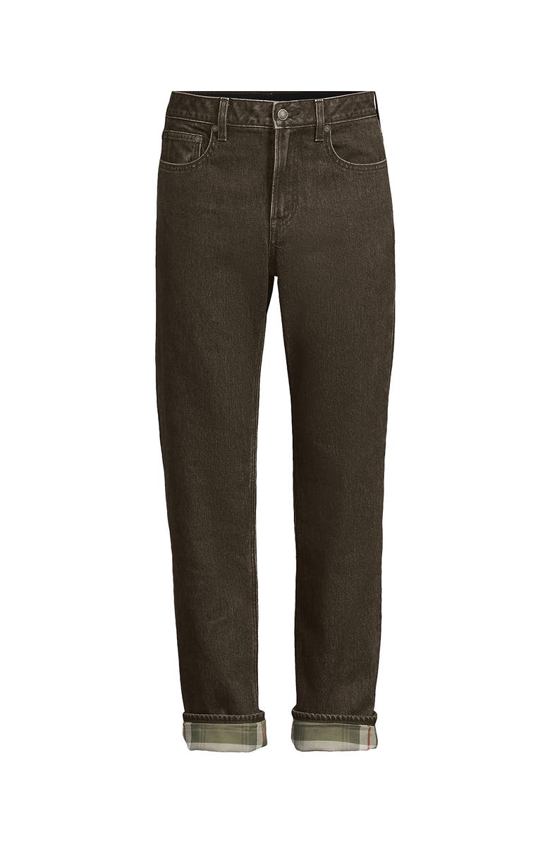 Lands' End Stretch Comfort Waist Classic Fit Flannel Lined Jean, Alternate, color, Washed Mocha Brown