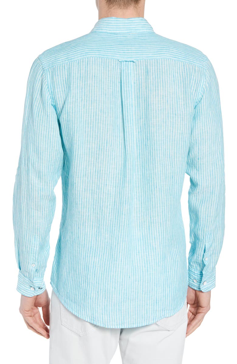 Rodd & Gunn Warwick Junction Stripe Linen Sport Shirt, Alternate, color, 