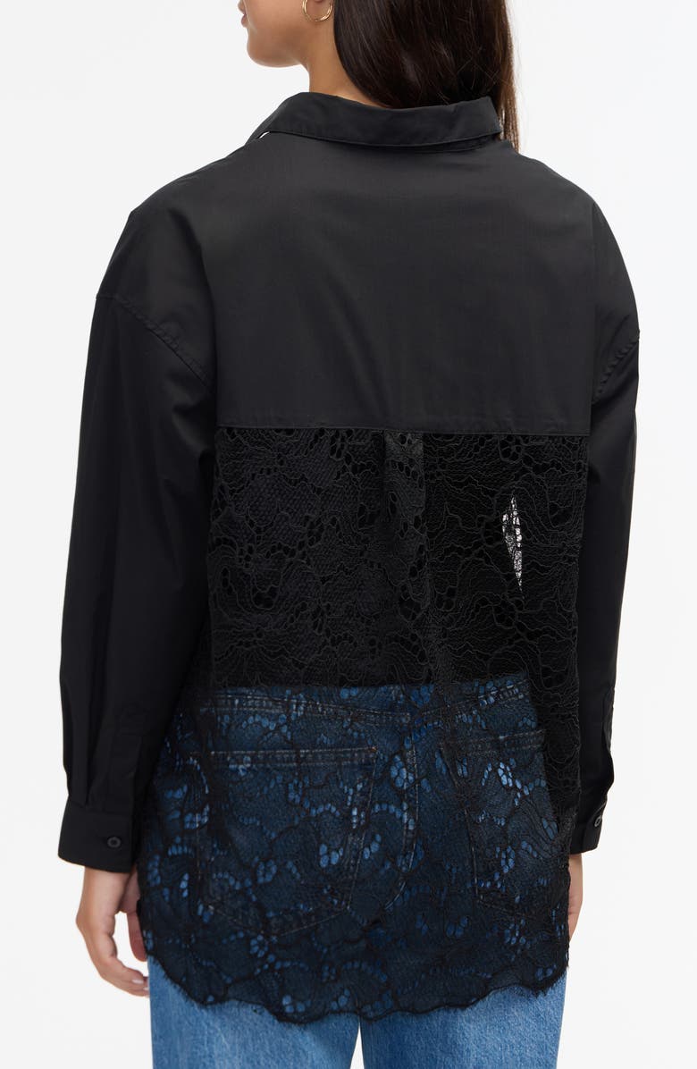 Ellen Tracy Lace Back Long Sleeve Poplin Shirt, Alternate, color, 