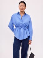 Ro&Zo Stripe Long Sleeve Channel Waist Shirt