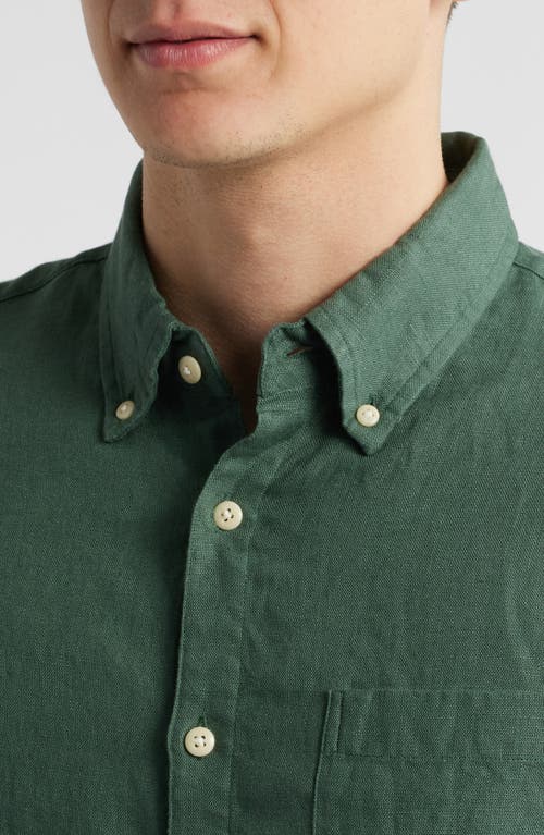Alex Crane Playa Linen Button-down Shirt In Pine