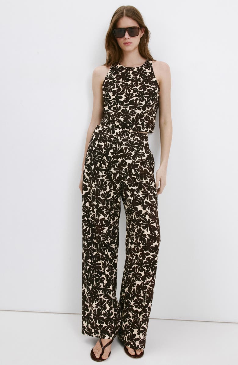 MANGO Floral Straight Leg Pants, Alternate, color, Ecru