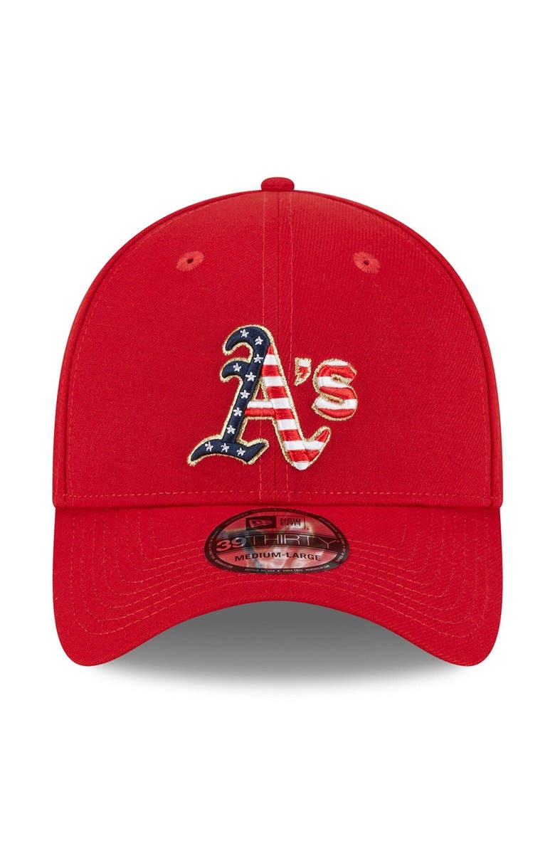 New Era Men's New Era Red Oakland Athletics 2023 Fourth of July 39THIRTY Flex Fit Hat, Alternate, color, Red