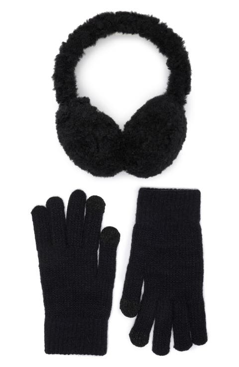 Faux Fur Earmuffs & Knit Gloves Set