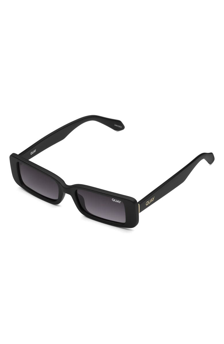 QUAY Australia Art School 36mm Rectangle Sunglasses, Alternate, color, Matte Black / Smoke
