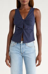 Reformation Tefi Twist Cutout Stretch Organic Cotton Tank