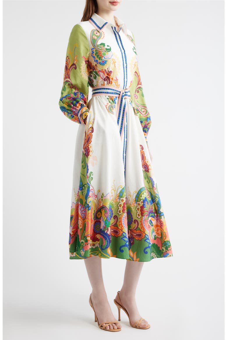 The Ester Belt Long Sleeve Shirtdress, Alternate, color, CELESTIAL PAISLEY