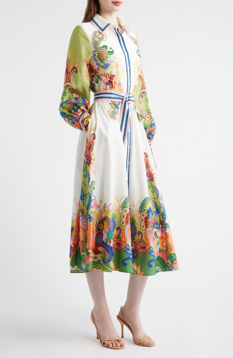 Elie Tahari The Ester Belt Long Sleeve Shirtdress, Alternate, color, Celestial Paisley