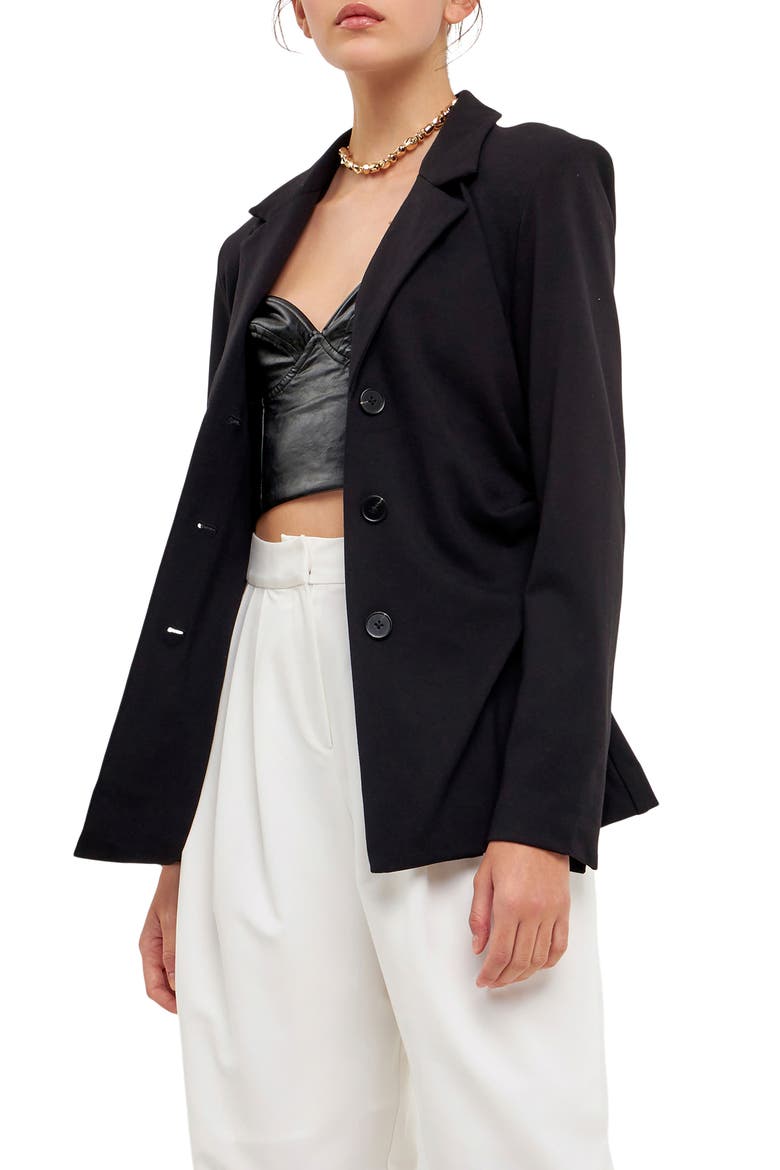 Ruched Blazer, Alternate, color, BLACK