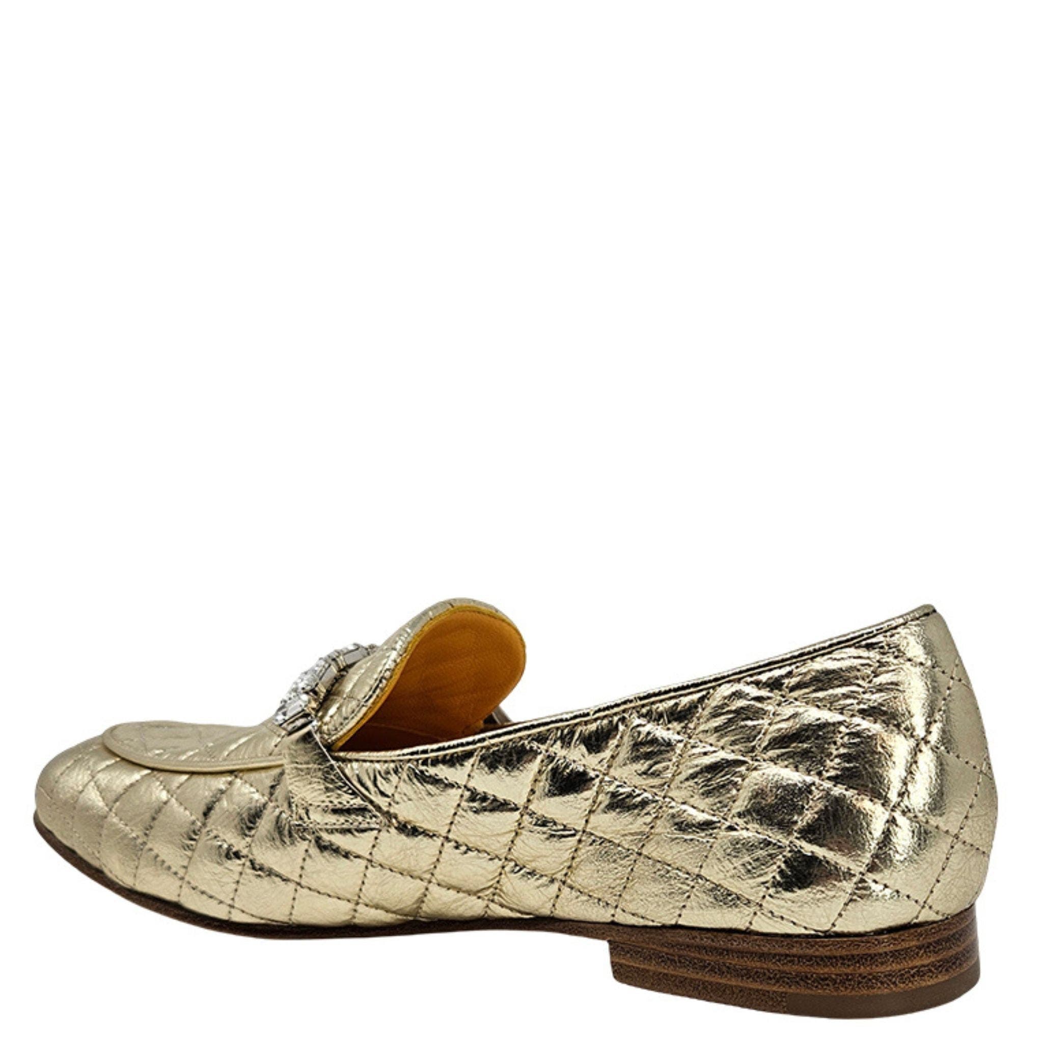 Flat Quilted Loafer, Alternate, color, Gold