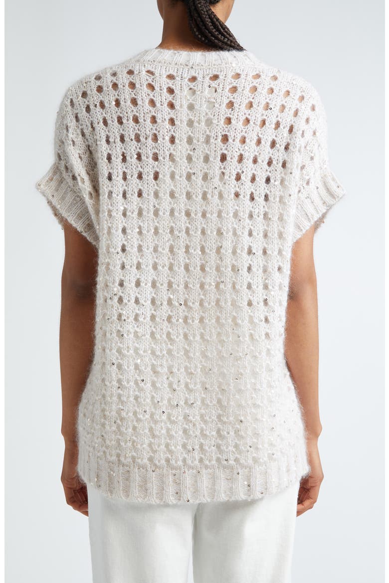 Sparkle Openwork Sweater, Alternate, color, BLUSH IVORY