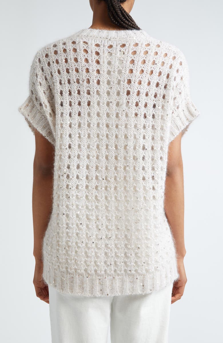 Eleventy Sparkle Openwork Sweater, Alternate, color, Blush Ivory