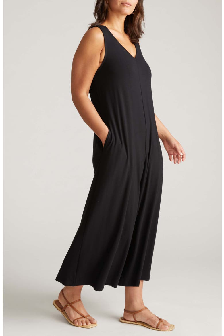 Sunny Divine Sleeveless Wide Leg Jumpsuit, Alternate, color, BLACK
