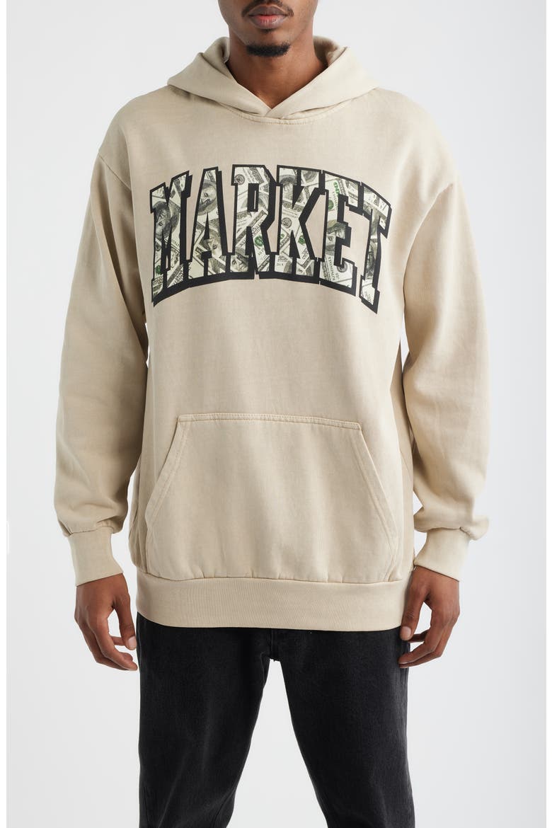 Money Arc Oversize Fleece Hoodie, Main, color, NATURAL