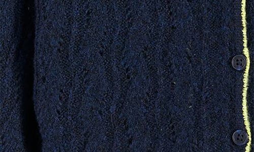 Scotch & Soda Kids' Ajour Pointelle Cardigan In Blue