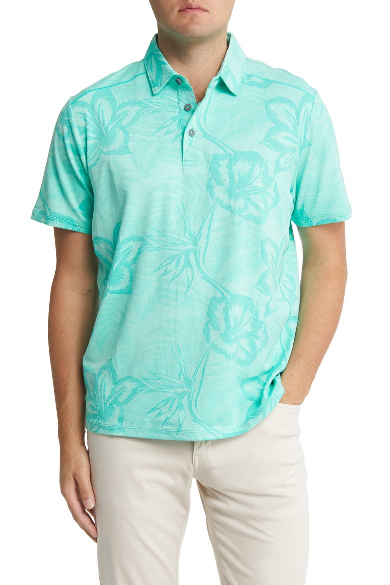 Delray Fresco Stretch Polo, Main, color, AQUA ALOHA