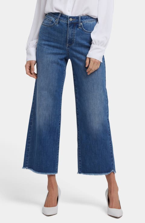 Coco Cool Embrace® Frayed Crop Wide Leg Jeans (Santiago Sea)