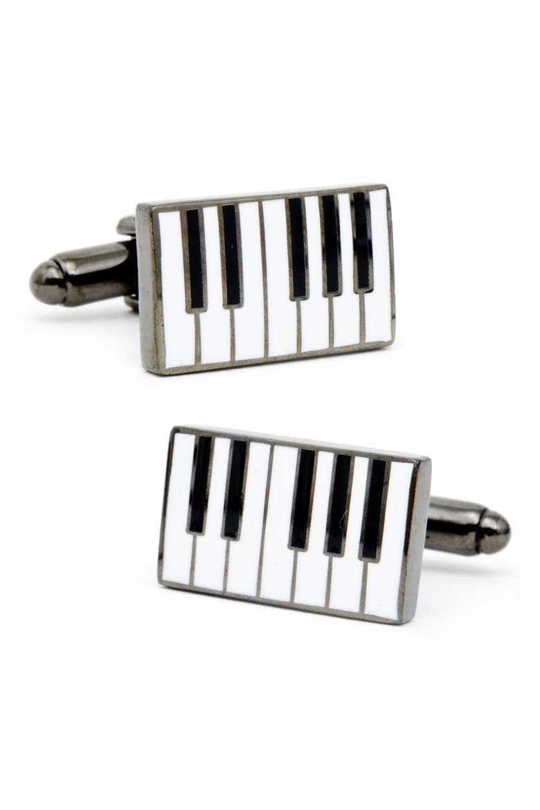Enamel Piano Cuff Lnks, Main, color, WHITE