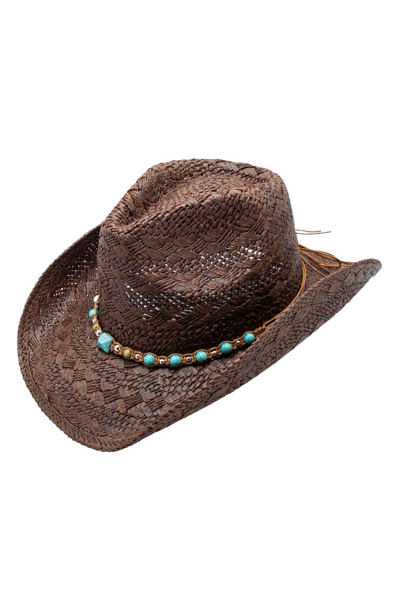 PETER GRIMM Tizoc Straw Cowboy Hat, Main, color, Brown