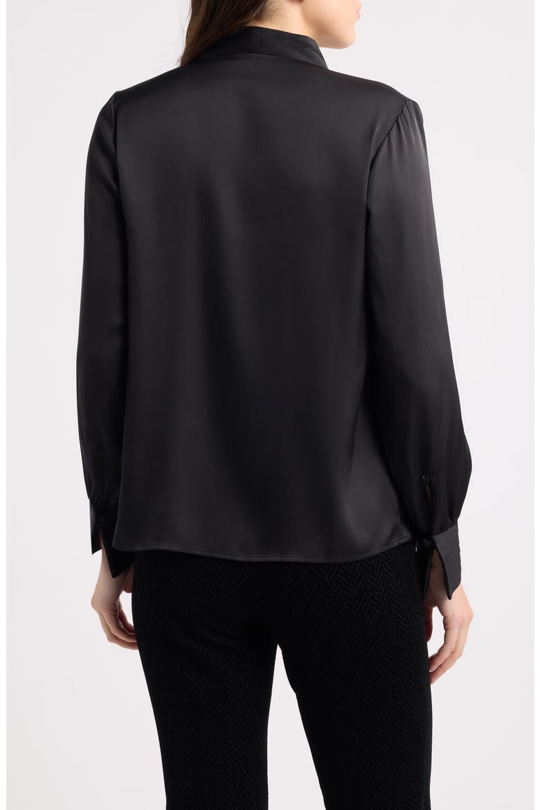 Pleated V-Neck Top, Alternate, color, ANNE BLACK