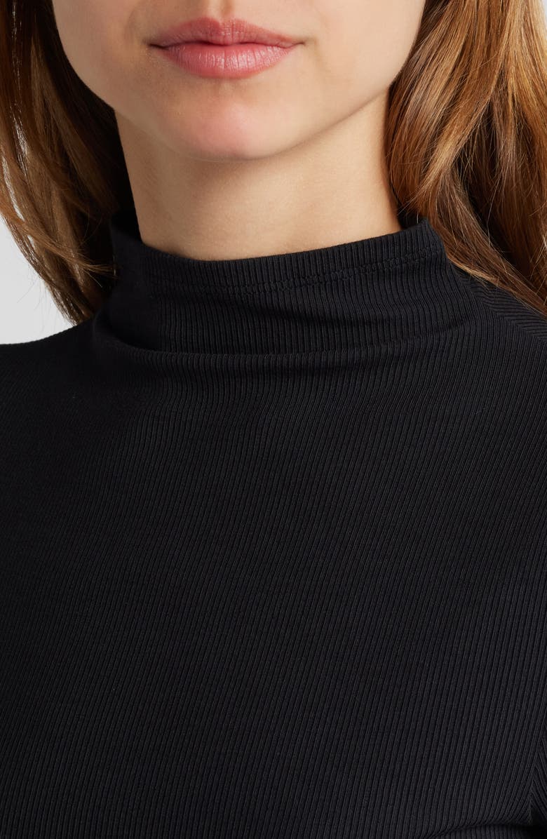 PAIGE Blanche Mock Neck Rib Top, Alternate, color, Black
