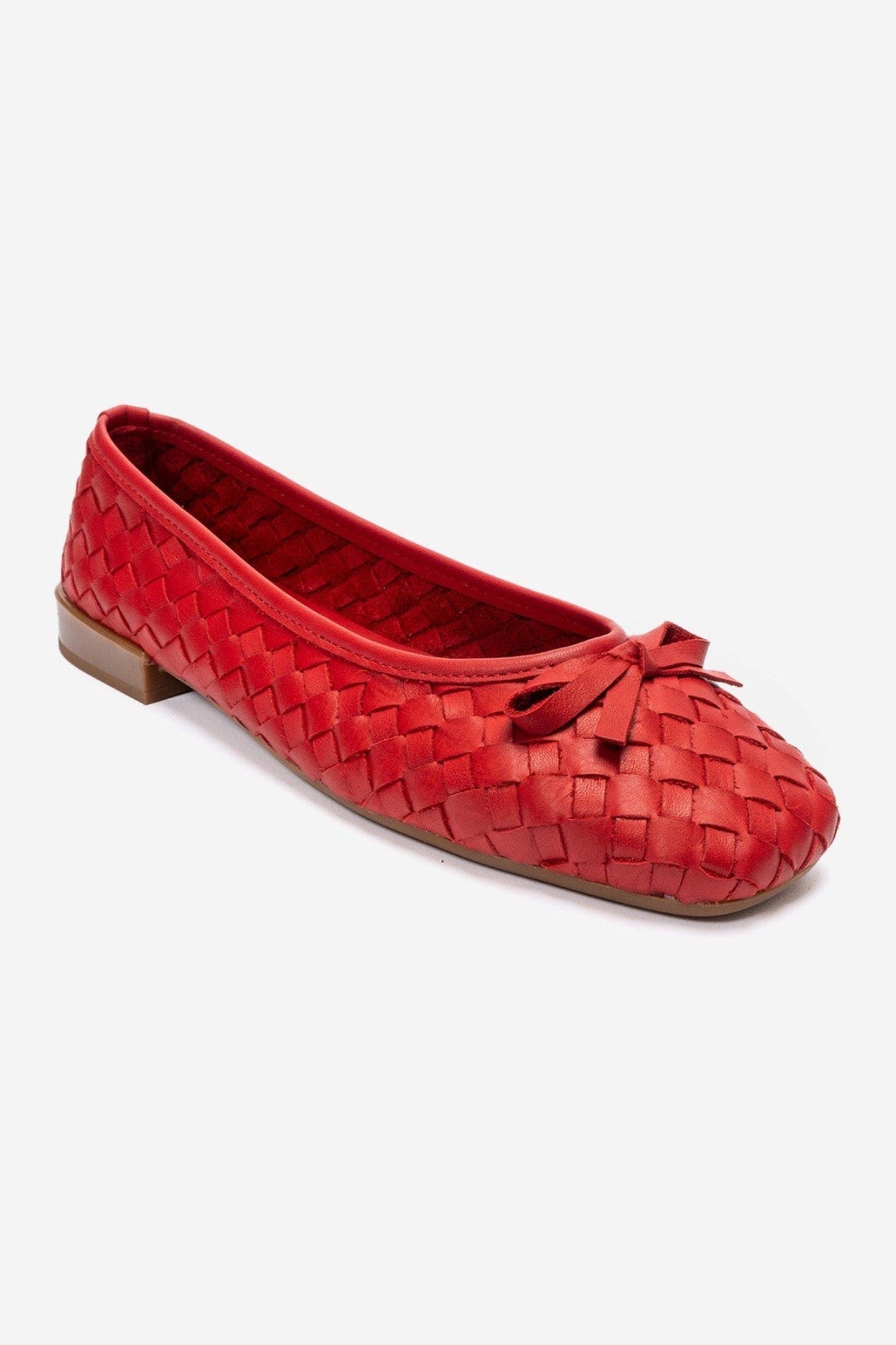 Garen Leather Ballet Flat, Alternate, color, Red