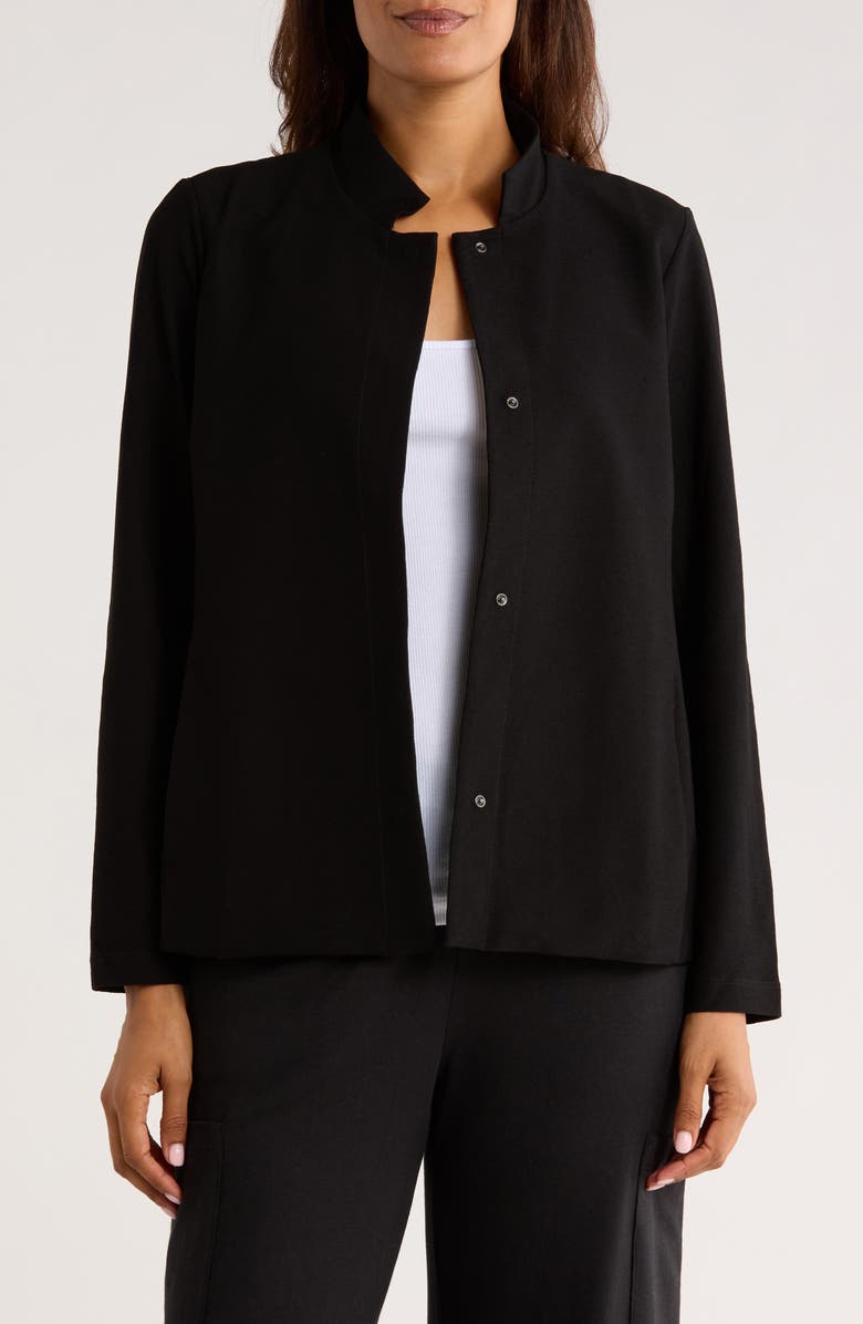 Eileen Fisher Stand Collar Jacket, Alternate, color, Black